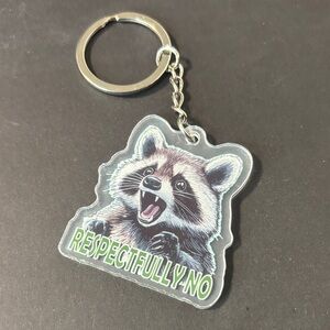🔥RACCOON EMOTIONAL SUPPORT KEYCHAIN (RESPECTFULLY NO)